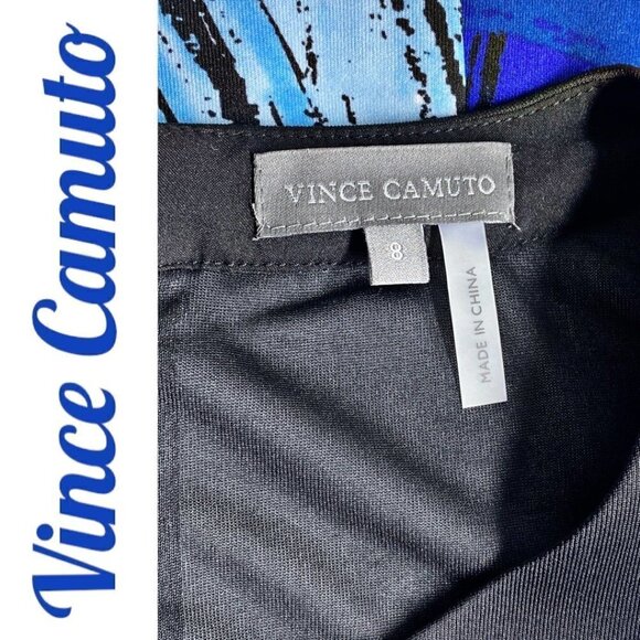 NWT VINCE CAMUTO Art Inspired Bright Blue Brushstroke Mini Sheath Dress, Size 8 - Picture 5 of 10